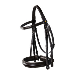 Bride de dressage Equestro en cuir sans rênes Marron foncé