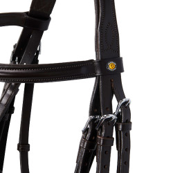 Bride de dressage Equestro en cuir sans rênes Marron foncé