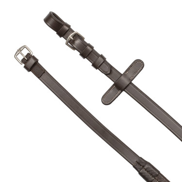 Bridon anglais en cuir souple Equestro à surpiqûres fantaisie Marron foncé