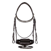 Bridon anglais Equestro en cuir strass neuf Marron foncé