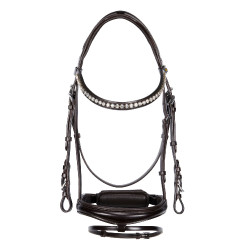 Bridon anglais Equestro en cuir strass neuf Marron foncé