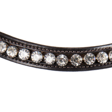 Bridon anglais Equestro en cuir strass neuf Marron foncé
