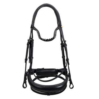 Bridon de dressage Equestro Diamond en cuir Noir Bridon de dressage Equestro Diamond en cuir Noir