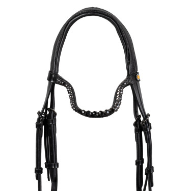 Bridon de dressage Equestro Diamond en cuir Noir Bridon de dressage Equestro Diamond en cuir Noir