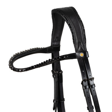 Bridon de dressage Equestro Diamond en cuir Noir Bridon de dressage Equestro Diamond en cuir Noir