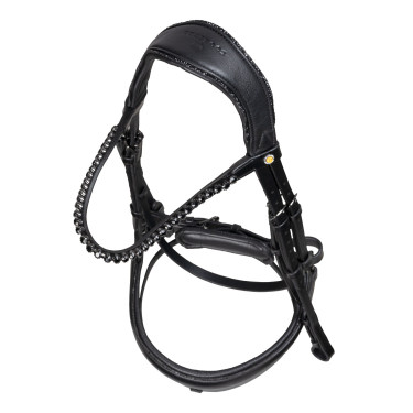 Bridon de dressage Equestro Diamond en cuir Noir Bridon de dressage Equestro Diamond en cuir Noir