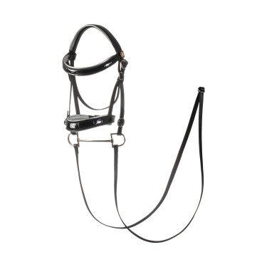 Bridon en cuir brillante pour hobby horse Equestro Noir
