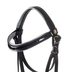 Bridon en cuir brillante pour hobby horse Equestro Noir