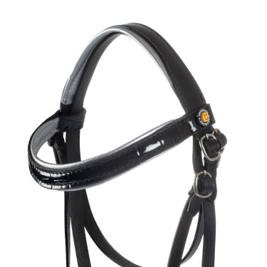 Bridon en cuir brillante pour hobby horse Equestro Noir