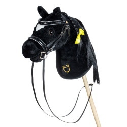 Bridon en cuir brillante pour hobby horse Equestro Noir
