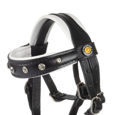 Bridon en cuir Equestro avec strass pour cheval jouet Noir