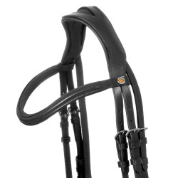 Bridon Equestro à muserolle simple avec têtière large et courbée Noir Bridon Equestro à muserolle simple avec têtière large et courbée Noir
