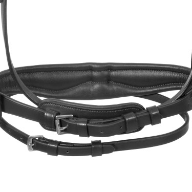 Bridon Equestro à muserolle simple avec têtière large et courbée Noir Bridon Equestro à muserolle simple avec têtière large et courbée Noir