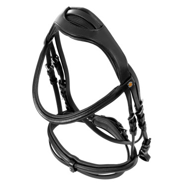 Bridon Equestro à muserolle simple avec têtière large et courbée Noir Bridon Equestro à muserolle simple avec têtière large et courbée Noir