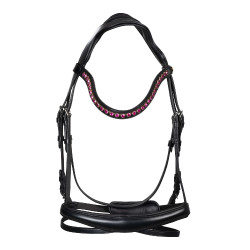 Bridon Equestro anatomique avec pierres Fuchsia Noir Bridon Equestro anatomique avec pierres Fuchsia Noir