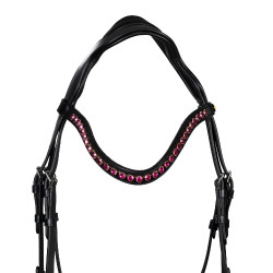 Bridon Equestro anatomique avec pierres Fuchsia Noir Bridon Equestro anatomique avec pierres Fuchsia Noir