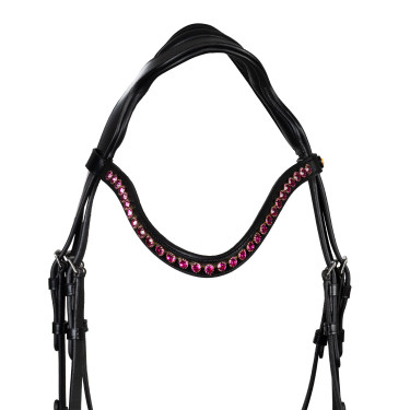 Bridon Equestro anatomique avec pierres Fuchsia Noir Bridon Equestro anatomique avec pierres Fuchsia Noir