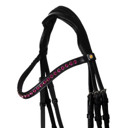 Bridon Equestro anatomique avec pierres Fuchsia Noir Bridon Equestro anatomique avec pierres Fuchsia Noir