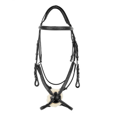 Bridon Equestro muserolle mexicaine et mouton synthétique Noir