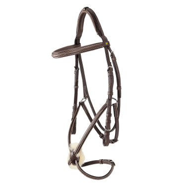 Bridon Equestro muserolle mexicaine et mouton synthétique Marron foncé