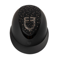 Casque Equestro mat visière large avec logo strass homologué EN 1384-2023 Noir / noir brillant