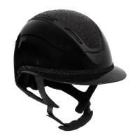 Casque femme Equestro Apocalypse coque brillante avec strass EN 1384-2023 Noir / noir Casque femme Equestro Apocalypse coque brillante avec strass EN 1384-2023 Noir / noir