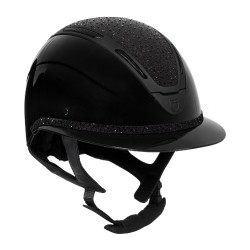 Casque femme Equestro Apocalypse coque brillante avec strass EN 1384-2023 Noir / noir