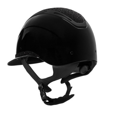 Casque femme Equestro Apocalypse coque brillante avec strass EN 1384-2023 Noir / noir