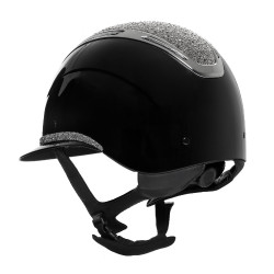 Casque femme Equestro Apocalypse coque brillante avec strass EN 1384-2023 Noir / gunmetal