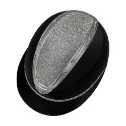 Casque femme Equestro Apocalypse coque brillante avec strass EN 1384-2023 Noir / gunmetal