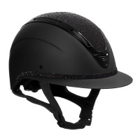 Casque femme Equestro Apocalypse coque mate avec strass EN 1384-2023 Noir / noir