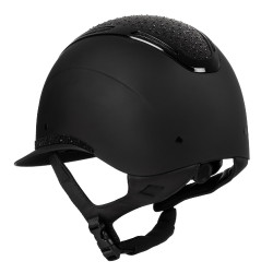 Casque femme Equestro Apocalypse coque mate avec strass EN 1384-2023 Noir / noir