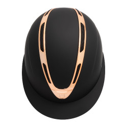 Casque femme Equestro Apocalypse coque mate homologué EN 1384-2023 Noir / rose gold Casque femme Equestro Apocalypse coque mate homologué EN 1384-2023 Noir / rose gold