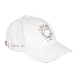 Casquette femme Equestro avec logo strass Blanc