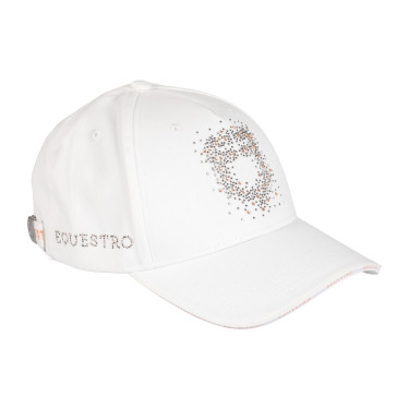 Casquette femme Equestro avec logo strass Blanc
