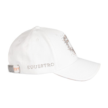 Casquette femme Equestro avec logo strass Blanc