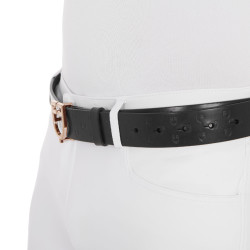 Ceinture Equestro cuir noir boucle rose gold