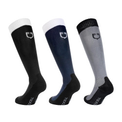 Chaussettes Equestro technical Basic par 3 Noir blanc / marine blazer blanc / asphalte noir