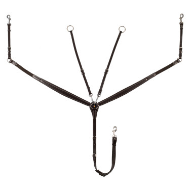 Collier de chasse Equestro avec fourche en cuir tanné Marron foncé