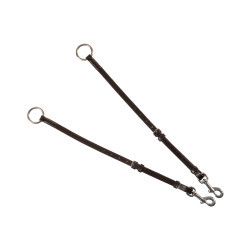 Collier de chasse Equestro avec fourche en cuir tanné Marron foncé