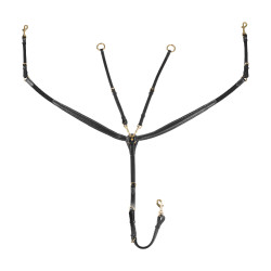 Collier de chasse Equestro avec fourche en cuir tanné et boucles en acier NEW Noir