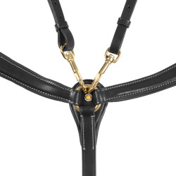 Collier de chasse Equestro avec fourche en cuir tanné et boucles en acier NEW Noir