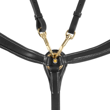 Collier de chasse Equestro avec fourche en cuir tanné et boucles en acier NEW Noir