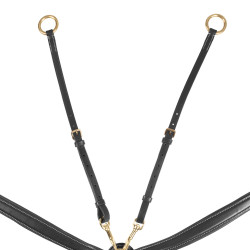 Collier de chasse Equestro avec fourche en cuir tanné et boucles en acier NEW Noir
