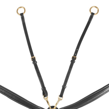 Collier de chasse Equestro avec fourche en cuir tanné et boucles en acier NEW Noir