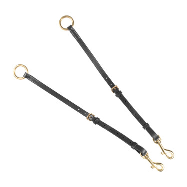 Collier de chasse Equestro avec fourche en cuir tanné et boucles en acier NEW Noir