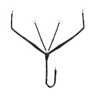 Collier de chasse Equestro en cuir à surpiqûre fantaisie avec martingale amovible Noir Collier de chasse Equestro en cuir à surpiqûre fantaisie avec martingale amovible Noir