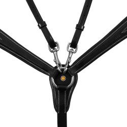 Collier de chasse Equestro en cuir à surpiqûre fantaisie avec martingale amovible Noir
