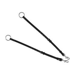 Collier de chasse Equestro en cuir à surpiqûre fantaisie avec martingale amovible Noir