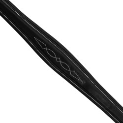 Collier de chasse Equestro en cuir à surpiqûre fantaisie avec martingale amovible Noir